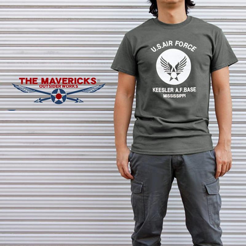 THE MAVERICKS ブランド ミリタリー Tシャツ メンズ 半袖 アメカジ 綿100％ USAF エアフォース 白 黒 青 黄 ホワイト ブラック ブルー グレー オリーブ イエロー | ブランド登録なし | 21