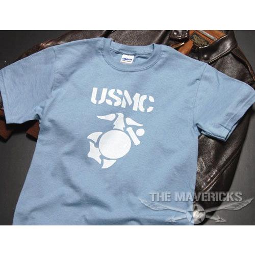 Tシャツ ロゴT メンズ ミリタリー USMC 米海兵隊 マリンモデル MAVERICKS /水色 ブルー｜mavericks｜06