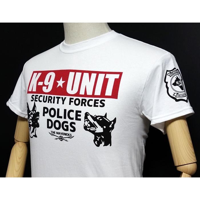 Tシャツ S メンズ 半袖 アメカジ ミリタリー K9-UNIT 警察犬部隊 POLICEDOGモデル 白 ホワイト｜mavericks｜03