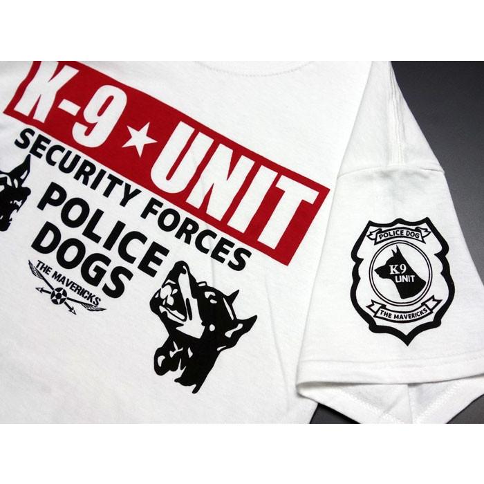Tシャツ XL メンズ 半袖 アメカジ ミリタリー K9-UNIT 警察犬部隊 POLICEDOGモデル 白 ホワイト｜mavericks｜02