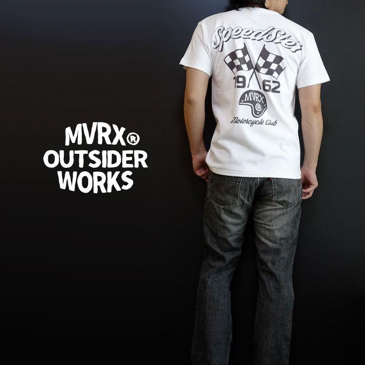 ヘンリーネック Tシャツ M 半袖 メンズ バイク 車 MVRX ブランド SpeedSter モデル ホワイト｜mavericks｜02
