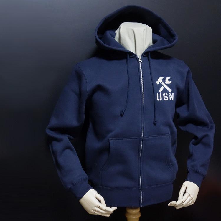 ミリタリー ジップアップ スウェット パーカー XXL 裏起毛 メンズ 米