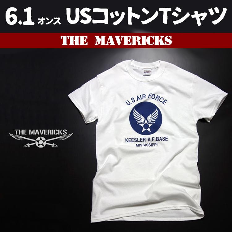 Tシャツ メンズ 半袖 S ミリタリー アメカジ USAF エアフォース MAVERICKS ブランド 白 ホワイト｜mavericks