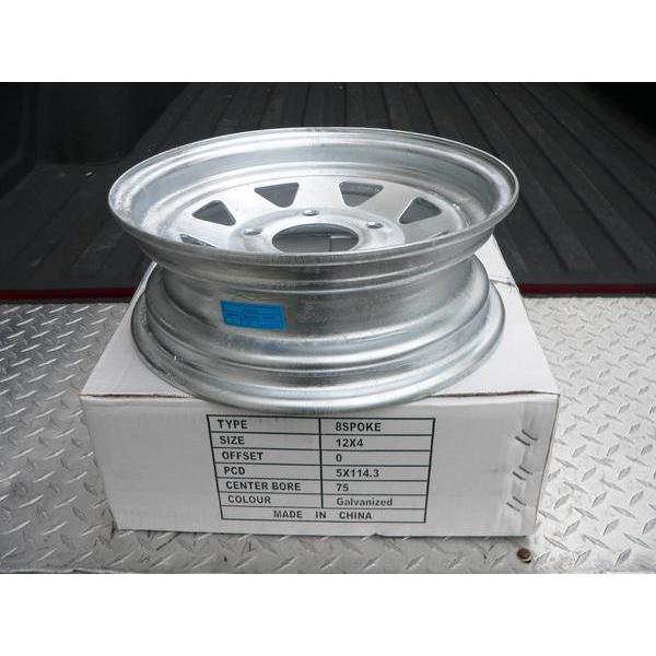 CVP 12インチホイール 亜鉛メッキスポーク 5穴 PCD-114.3 トレーラー