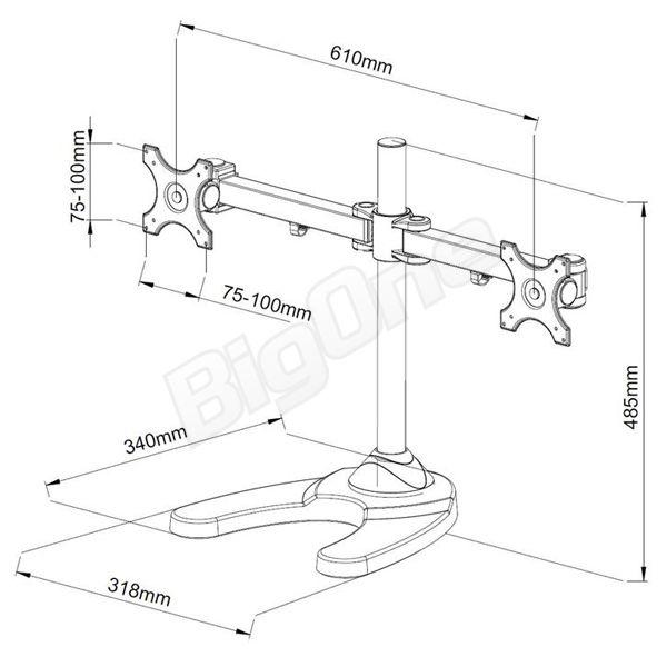 BigOne モニター アーム デュアル スタンド デスクトップ パソコン PC モニタ ディスプレイ ディスプレー 2画面 マルチ 用 〜24インチ VESA｜max-advancer｜02