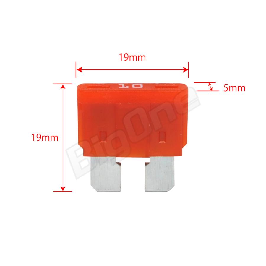 BigOne 標準 平型 ヒューズ 10A ATP 100個セット スタンダード サイズ DC12V車 DC24V車｜max-advancer｜04