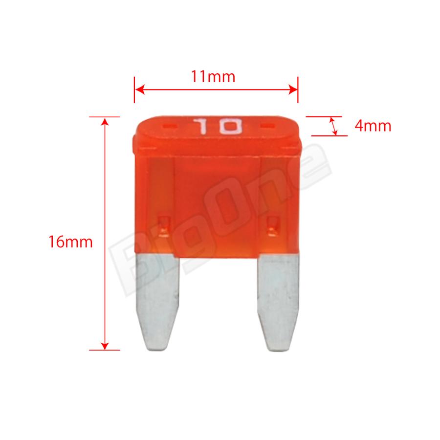 BigOne ミニ 平型 ヒューズ 10A ASP 100個セット DC12V車 DC24V車｜max-advancer｜04