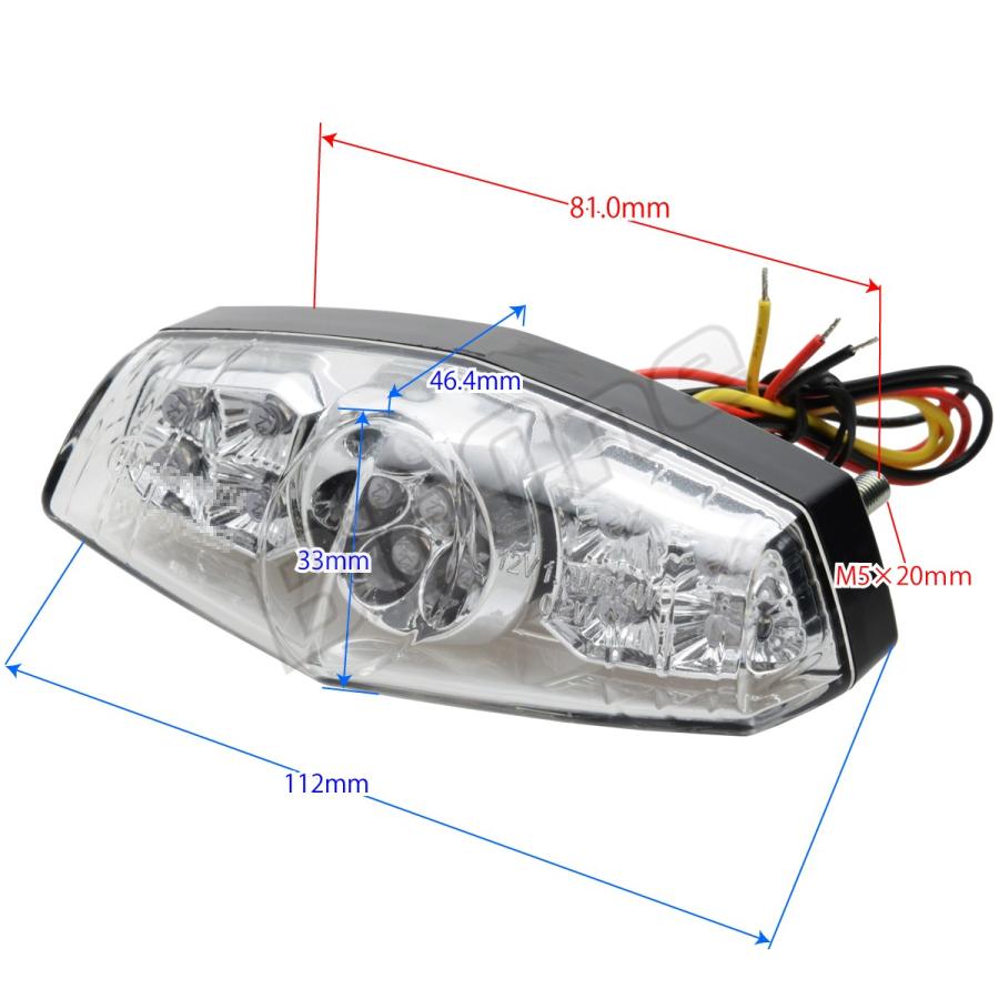 BigOne W800 W650 W400 エストレア DトラッカーKLX250SR KDX220SR KSR80 KSR50 KSR110 LED ルーカス ブレーキ テール ランプ ライト クリア｜max-advancer｜03