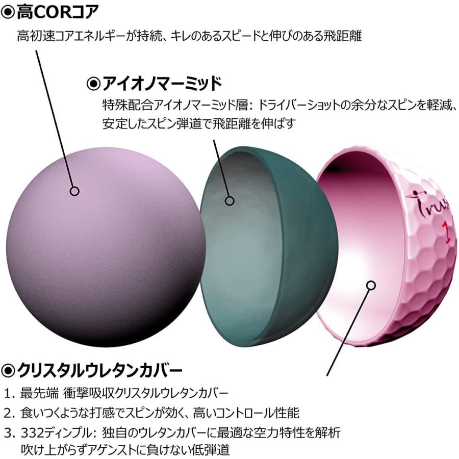 TrustトラストゴルフボールRosaウレタンカバー 3ピースリアクティブコア(ツアー系) ヘッドスピード42m/s以下 ローサパールピンク 3ピースリアクティブコア ツアー系 ヘッドスピード42m/s以下 ローサパールピンク