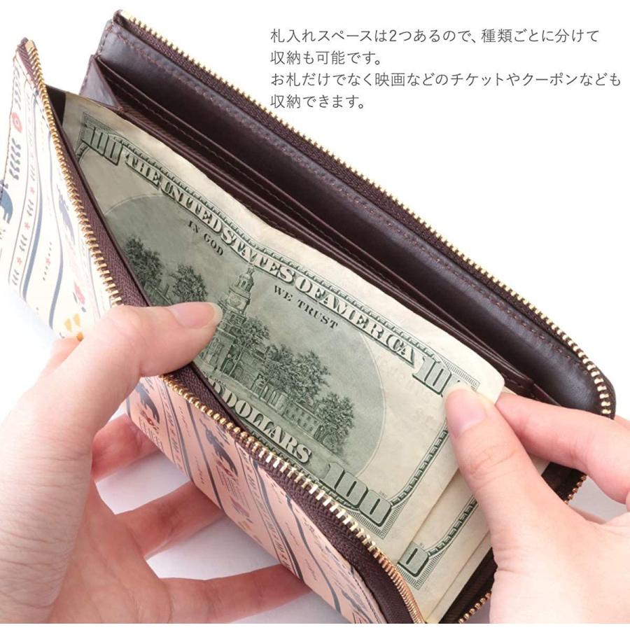 モズ moz 長財布 レディース 本革 インクジェットプリント 薄マチ L字ファスナー 12140 moz 長財布 レディース 本革 インクジェットプリント 薄マチ L字ファスナー