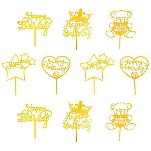 ケーキトッパー 誕生日ケーキ飾り ケーキ挿入カード Happy Birthday パーティー装飾 お誕生日おめでとう ゴールドケーキトッパー 飾り付け 日本全国 送料無料