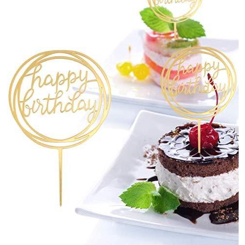 ケーキトッパー 誕生日ケーキ飾り ケーキ挿入カード Happy Birthday パーティー装飾 お誕生日おめでとう ゴールドケーキトッパー 飾り付け 日本全国 送料無料