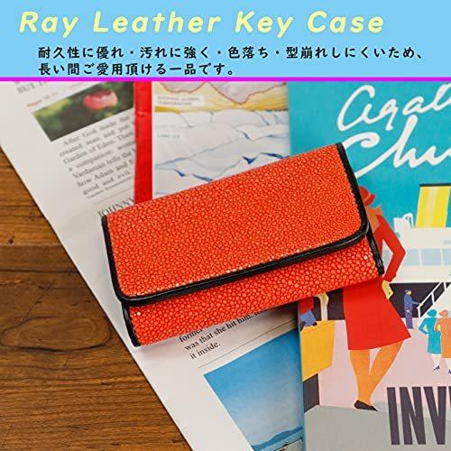 Gravedad キーケース 本革 スティングレイ 高級 エイ革 ポリッシュ 加工 ガルーシャ 人気 オレンジ 5 Off