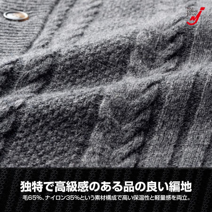 ニット カーディガン メンズ ボタン ドンキー襟 裏地付 秋 冬 Pierucci