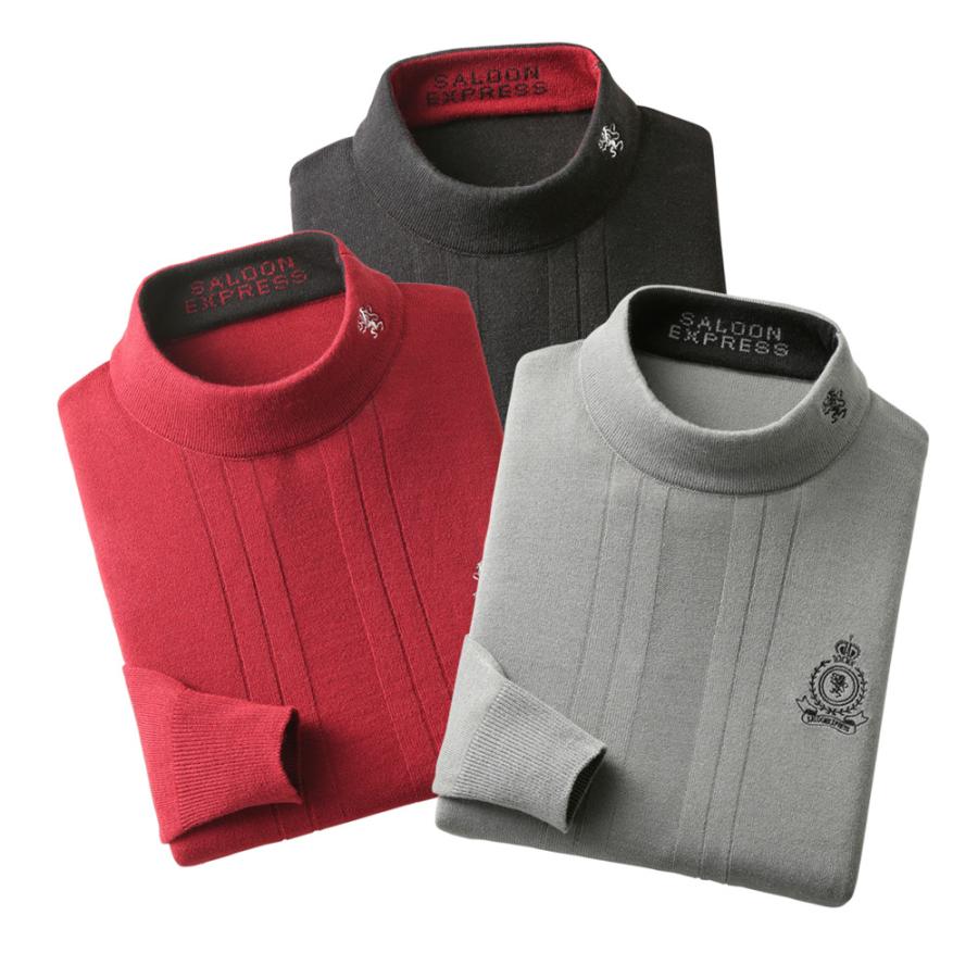 刺繍入り ハイネックセーター 春 秋 冬 3色組 AS-0024 SALOON EXPRESS