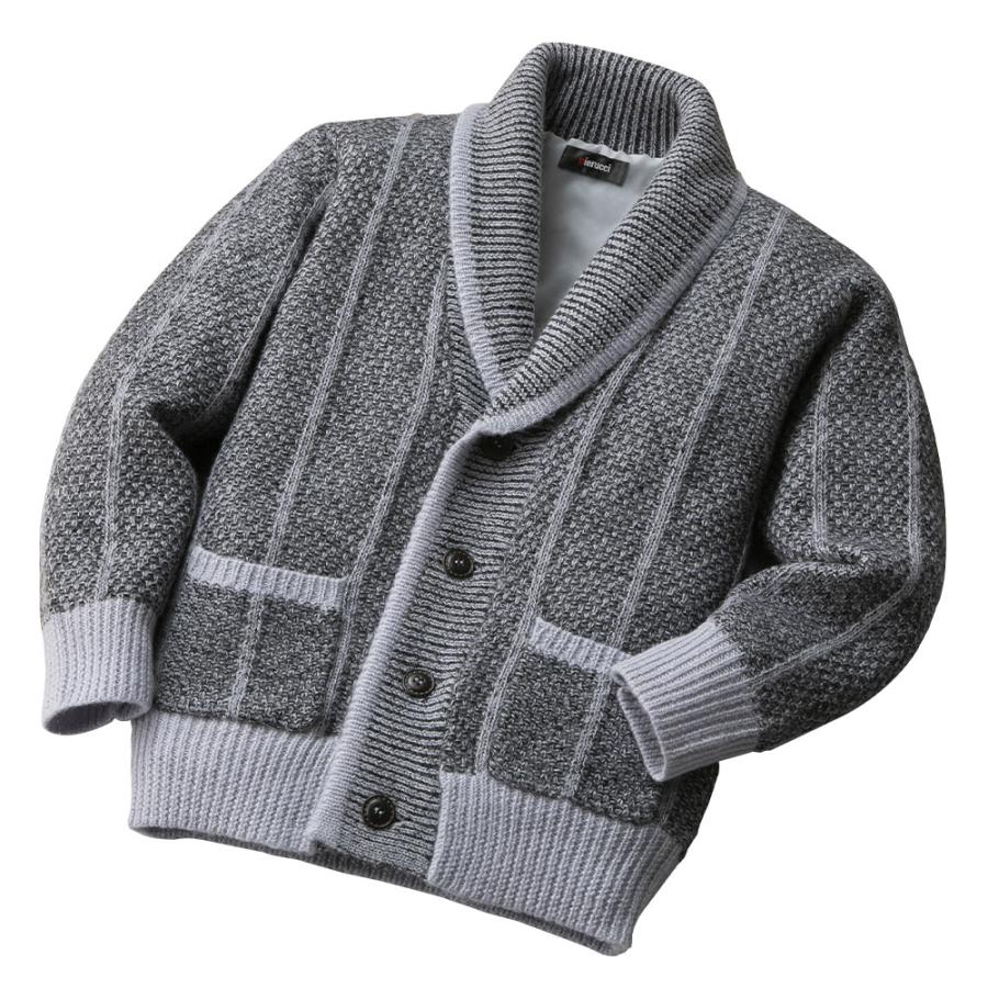 メンズ カーディガン ウール100％ ニット 厚手 アウター 春 冬