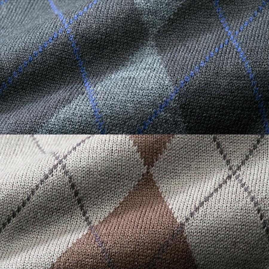 日本製 ウール混 アーガイル柄 前開き ベスト 春 秋 冬 mij エムアイ