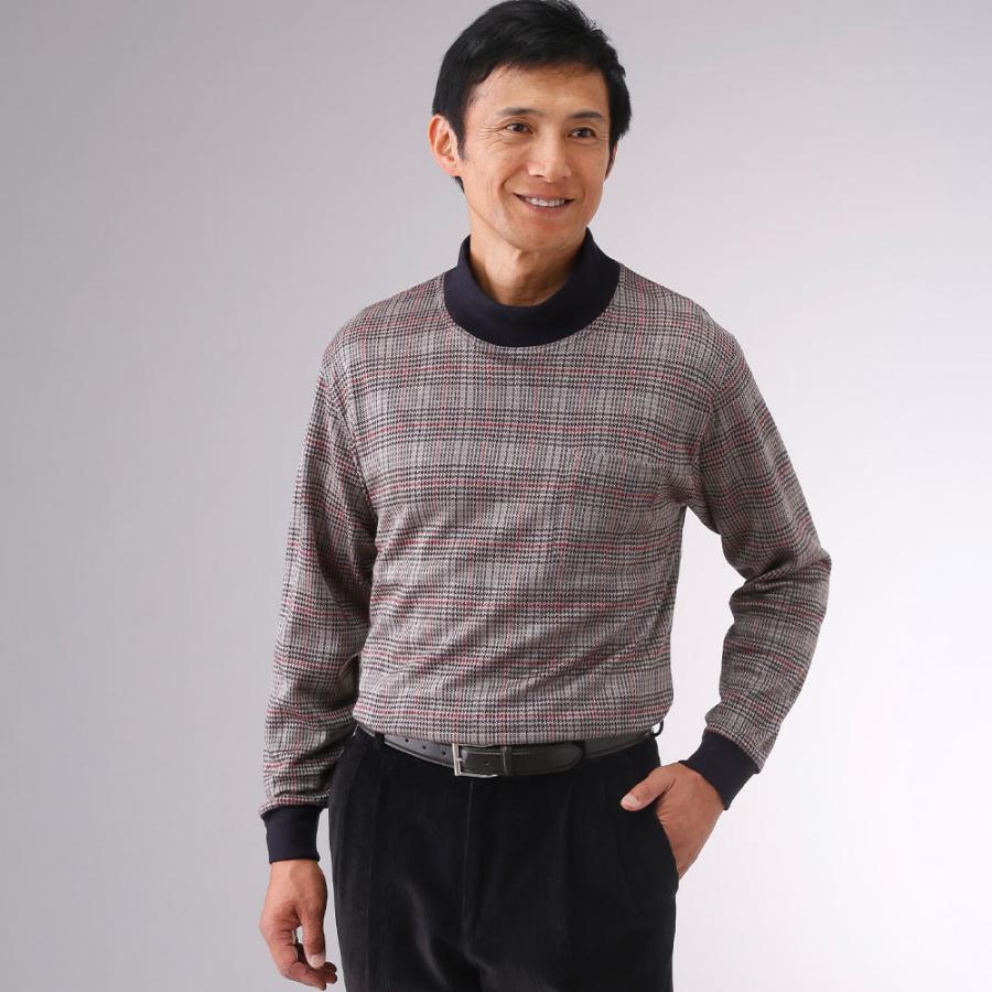 メンズ 紳士 mij/エムアイジェイ 日本製千鳥格子柄ハイネックシャツ２色組（IW-0024）【送料無料】 mij/エムアイジェイ 日本製千鳥格子柄ハイネックシャツ 2色組 IW-0024