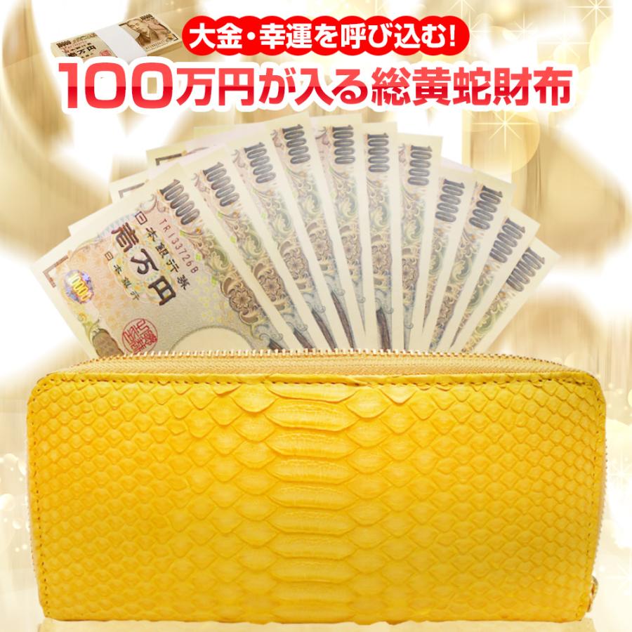 100万円が入る 開運 蛇革 一枚革 長財布 (職人染めダイヤモンド