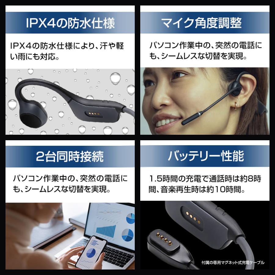 MOVE 骨伝導ヘッドセット 耳を塞がない イヤホン マイク付き クリア