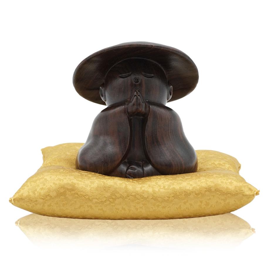 仏像 お地蔵様 木彫り 手彫り 天然木 一木彫り 黒檀 置物 縁起物 葉偉