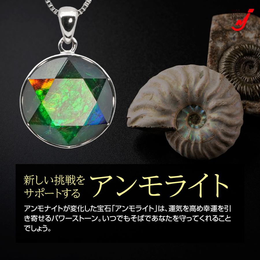 天然アンモライト 六芒星ペンダント（鑑別書付） ネックレス ペンダント パワーストーン 開運 アンモライト 六芒星 正規