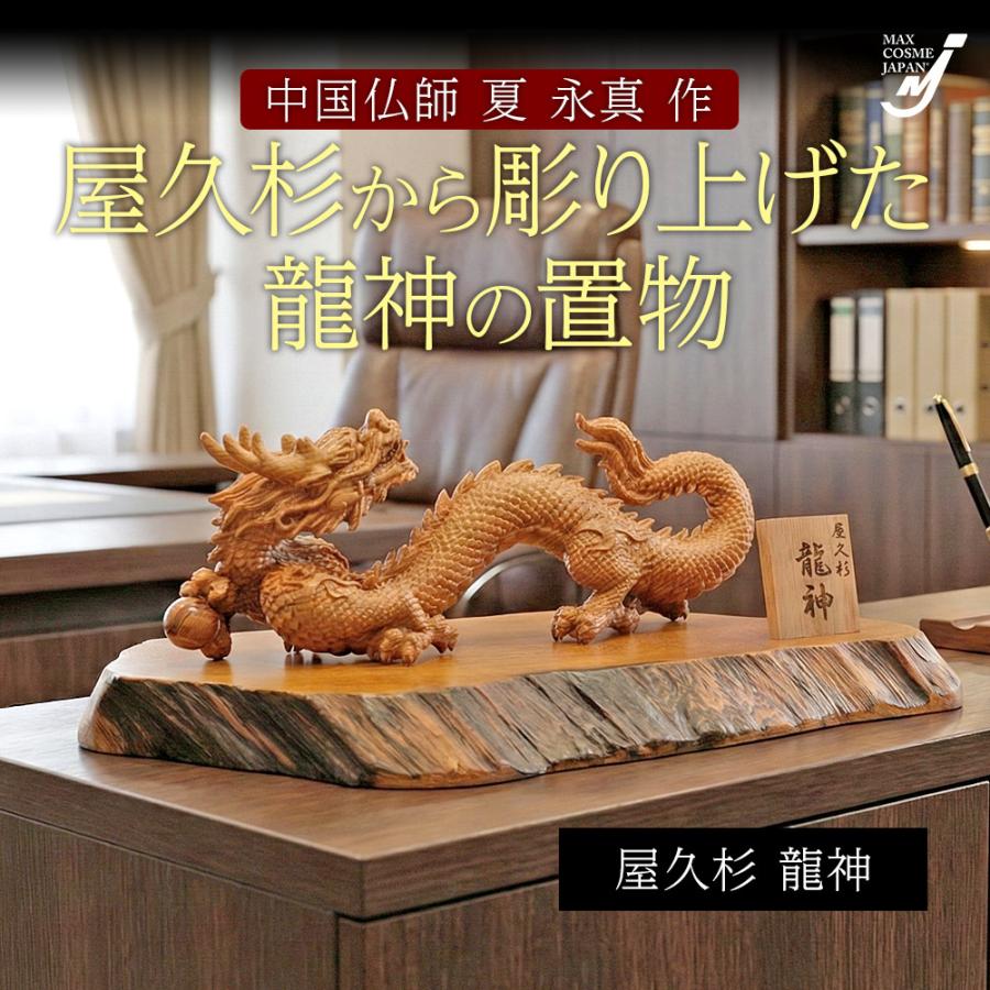 屋久杉 龍神 龍の置物 木彫り 風水 開運 金運 高級 インテリア 玄関