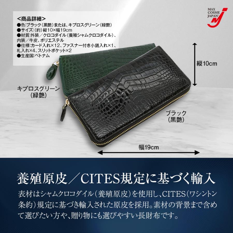 100万円入る クロコダイル 長財布 シャイニング加工 腹革一枚革 開運
