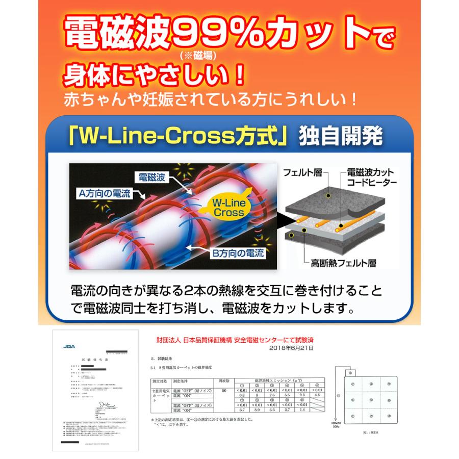 電磁波99%カット 省電力 ホットカーペット ダニ対策機能 タイマー付