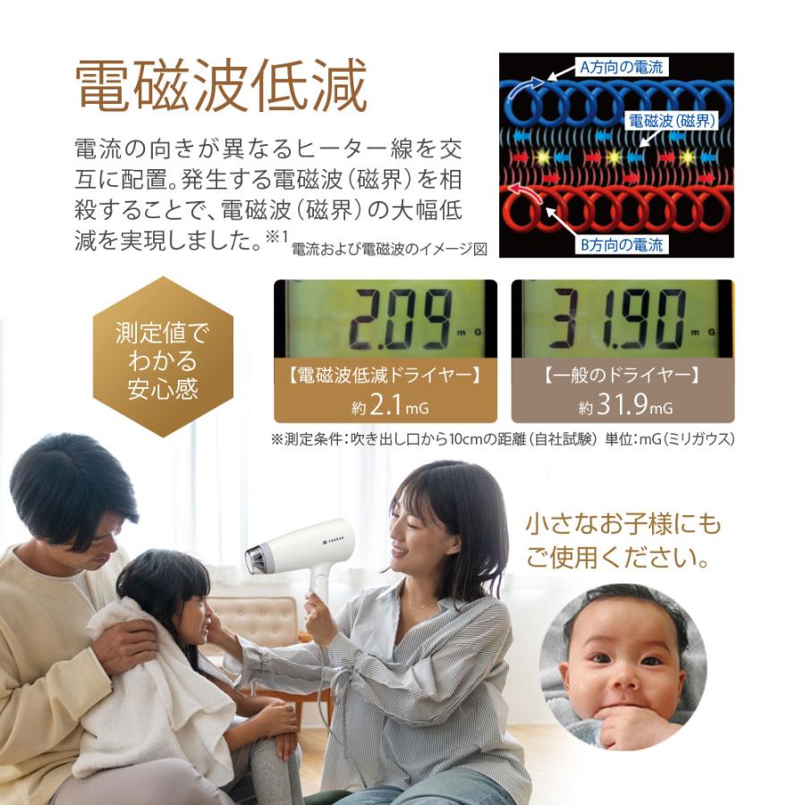 ドライヤー 速乾 大風量 低温 マイナスイオン 電磁波低減 遠赤外線