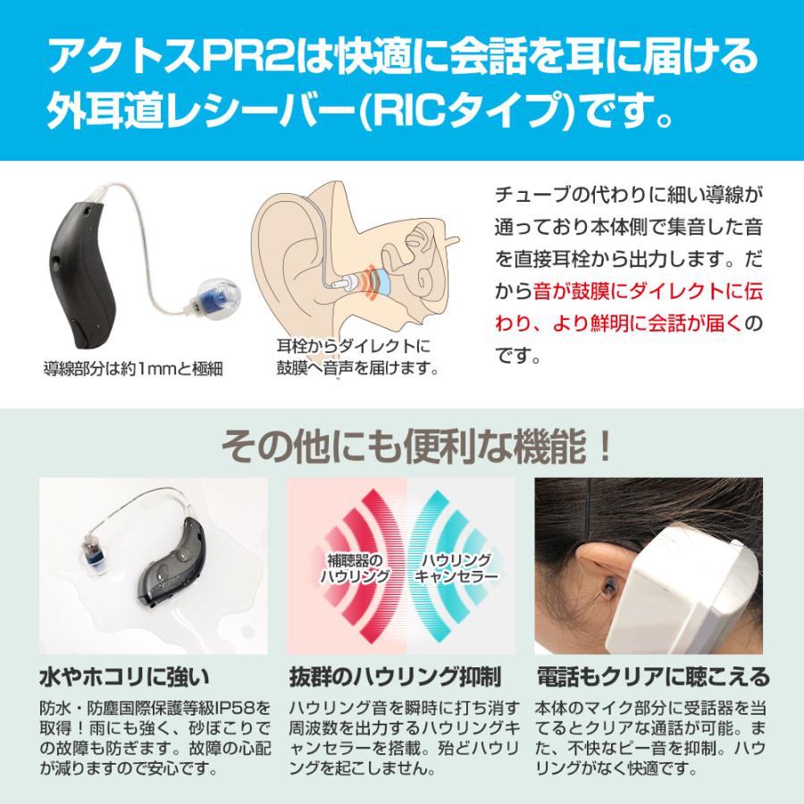 最新型 Bluetooth対応 デジタル 補聴器 耳かけ式 アクトスPR2 RIC