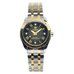 ソーラー電波 レディース腕時計 メタリックデザイン 天然ダイヤモンド4石付JH-096