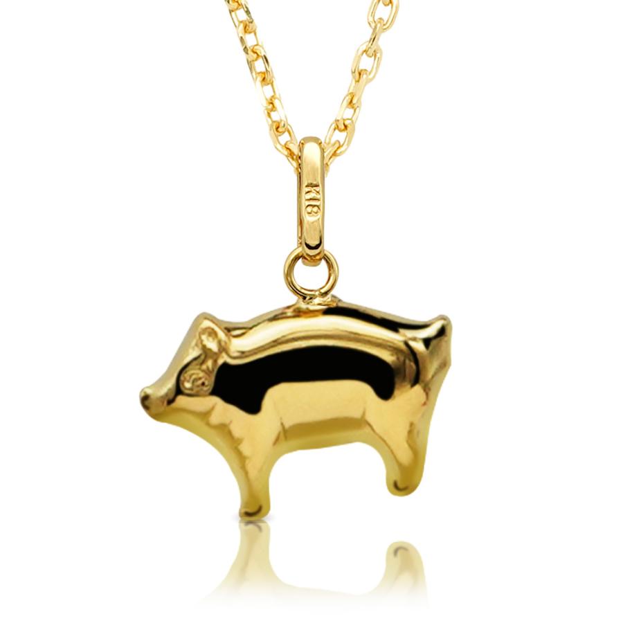 ネックレス ペンダント 18金 ゴールド レディース 日本製 ブタ 金属