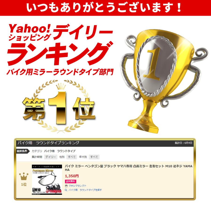 ヤマハ Yamaha バイクミラー バイク ミラー サイドミラー パーツ 部品 鏡 ペンタゴン型 凸面ミラー ブラック 左右セット M10 逆ネジ 交換 アダプター不要 a マキシマセレクト 通販 Yahoo ショッピング