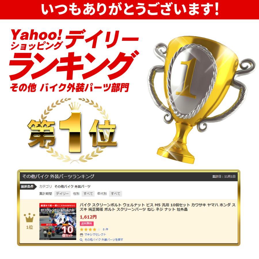 バイク スクリーンボルト ウェルナット ビス M5 汎用 10個セット