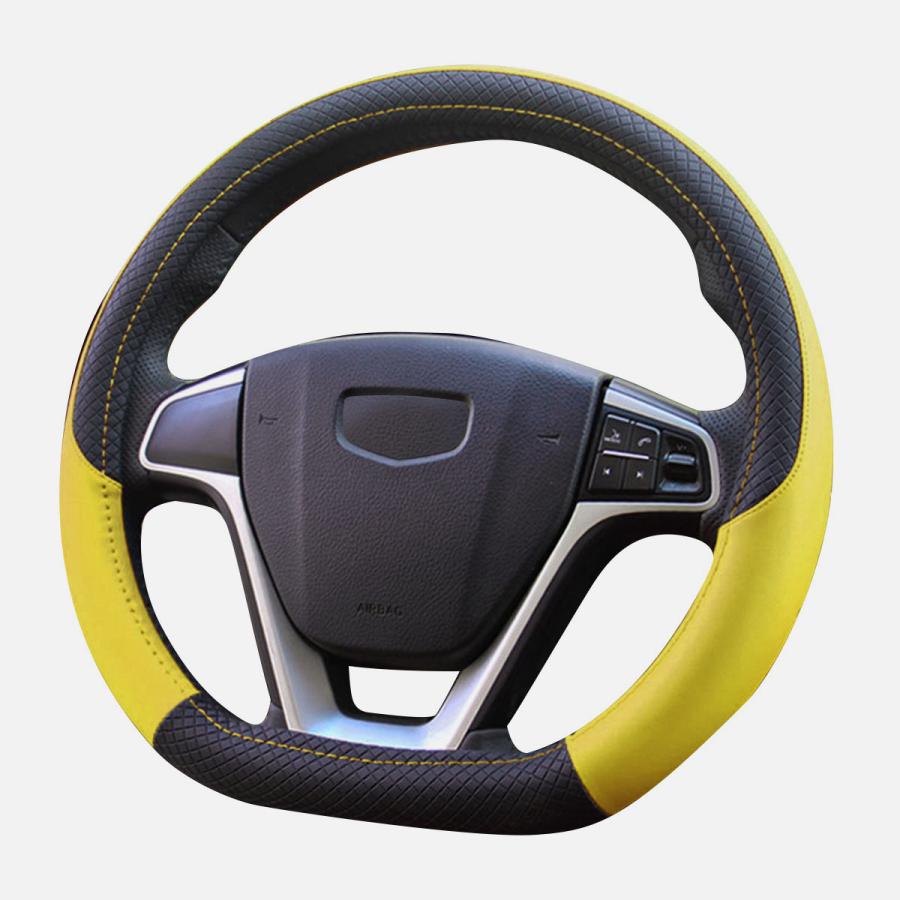 ハンドルカバー ステアリングカバー カバー 車 ハンドル レザー d型 本