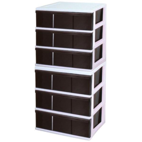 衣装ケース 収納ケース 引出 プラスチック ワイド チェスト 3段 2個組 おしゃれ ホワイト／ブラウン キャスター付 幅60 奥行40 高さ66cm 全3色 組立式 日本製