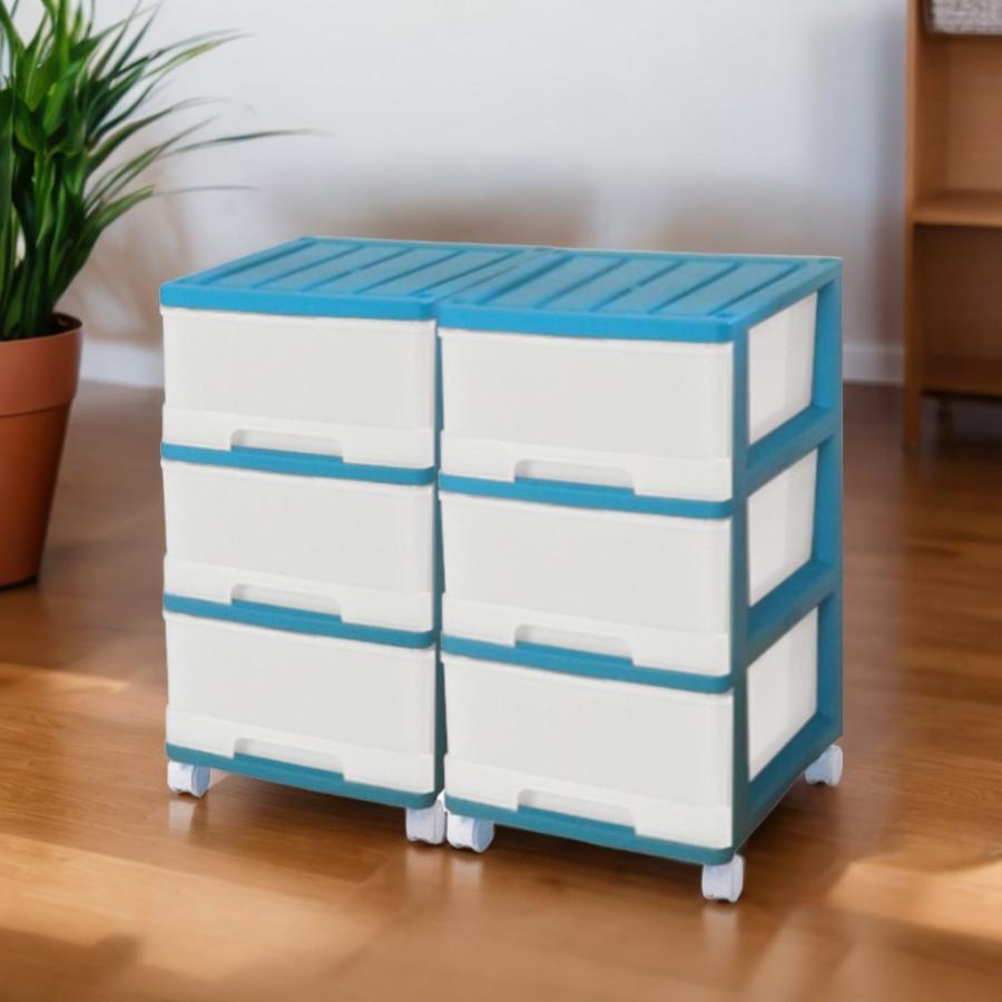 プラスチック 引き出し 深型 3段 2個組 ターコイズグリーン 【公式通販】