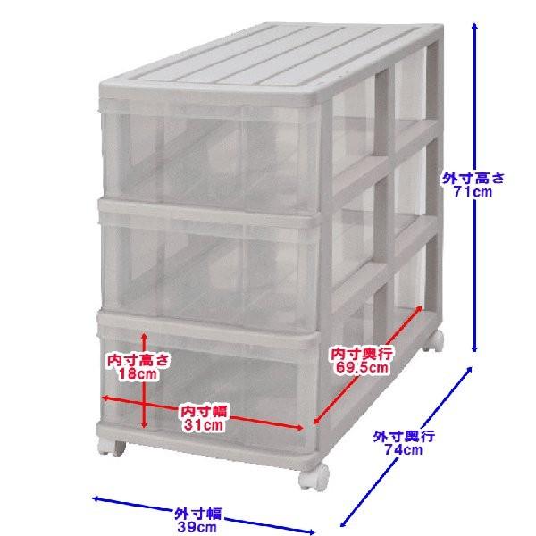 押入れ収納ケース 衣装ケース プラスチック 引き出し 透明 浅型 3段 2