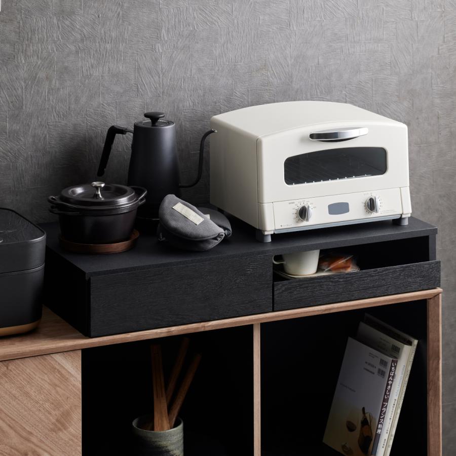 レンジ下 スライドトレー スライドテーブル 引き出し付き 2連