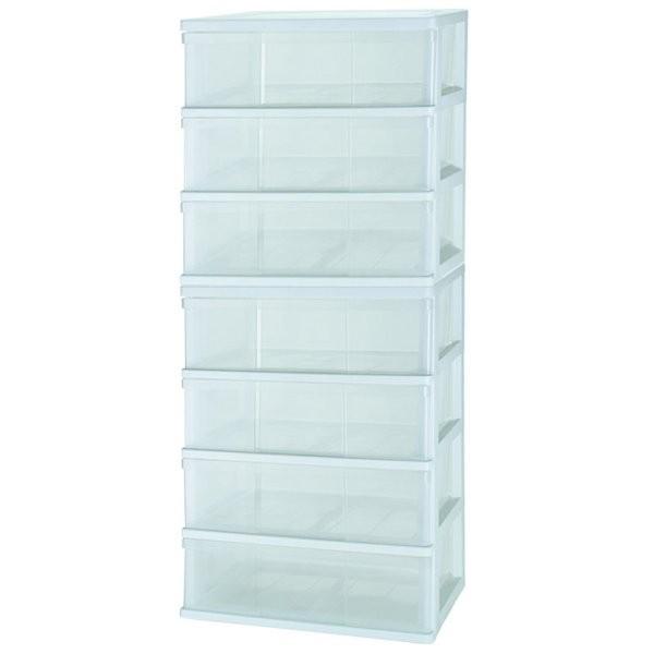 衣装ケース 収納ケース 引き出し プラスチック ワイド チェスト 4段 2個組 おしゃれ ホワイト キャスター付き 幅60cm 奥行40cm 高さ85cm 組立式 日本製 爆買の画像