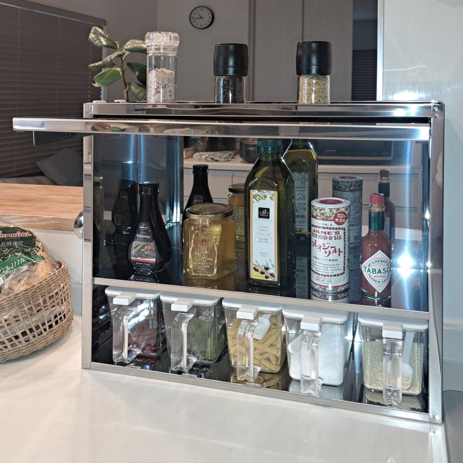 燕三 調味料ラック ステンレス スパイスラック フラップ扉 調味料