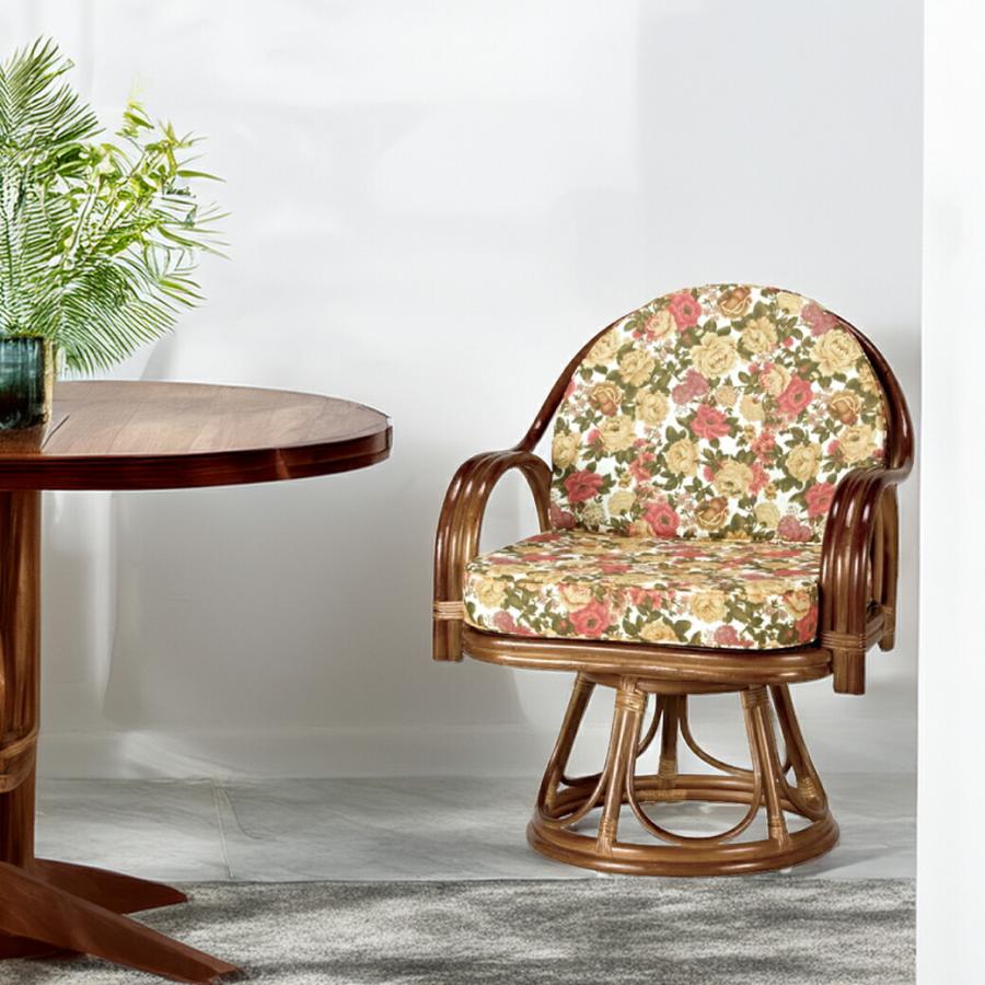 天然籐 ラタン 回転式 座椅子 ハイタイプ 和風 和室 シニア 高齢者