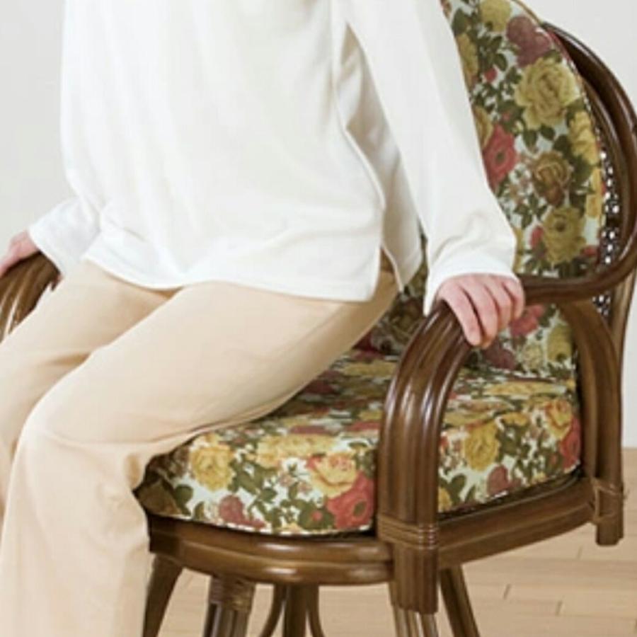 天然籐 ラタン 回転式 座椅子 ハイタイプ 和風 和室 シニア 高齢者