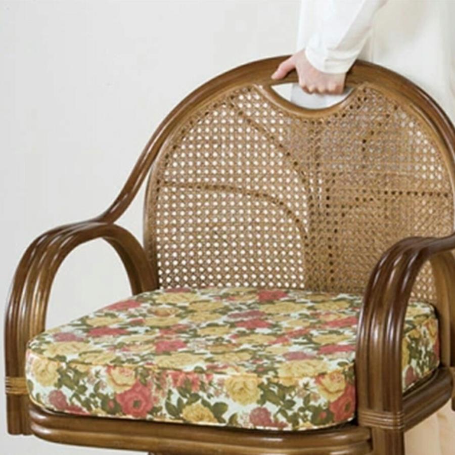 天然籐 ラタン 回転式 座椅子 ハイタイプ 和風 和室 シニア 高齢者