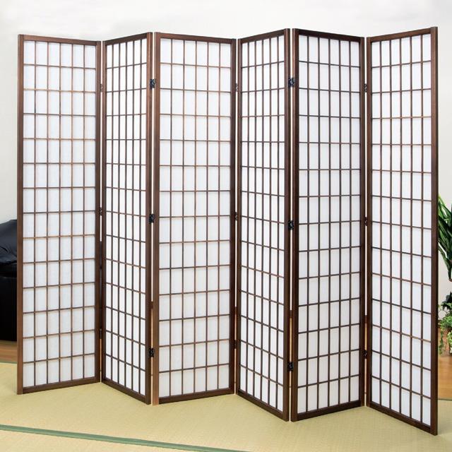 障子スクリーン 6曲 高さ178.5cm 衝立 和風 おしゃれ 和モダン パーテーション 間仕切り目隠しパネル 天然木 光を通す 不織布 プライバシー ジャパンディ | 