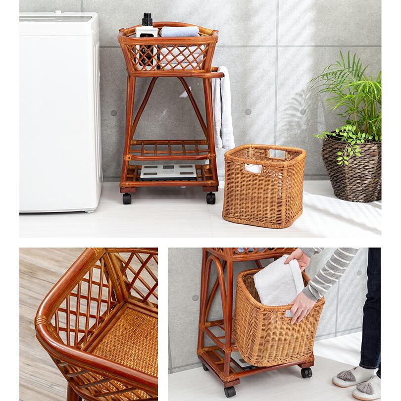 ランドリーバスケット 2段 洗濯カゴ ランドリーラック ランドリーチェスト ランドリー収納 ランドリーワゴン 2段 洗濯物入れ 脱衣場 衣類入れラタン 籐 天然籐 |  | 05