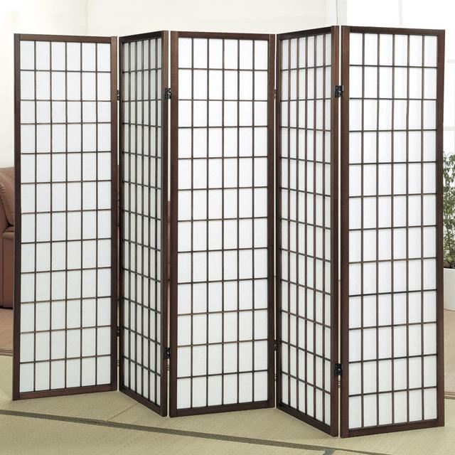 障子スクリーン 5曲 高さ148.5cm 衝立 和風 おしゃれ 和モダン パーテーション 間仕切り目隠しパネル 天然木 光を通す 不織布 プライバシー ジャパンディ | 