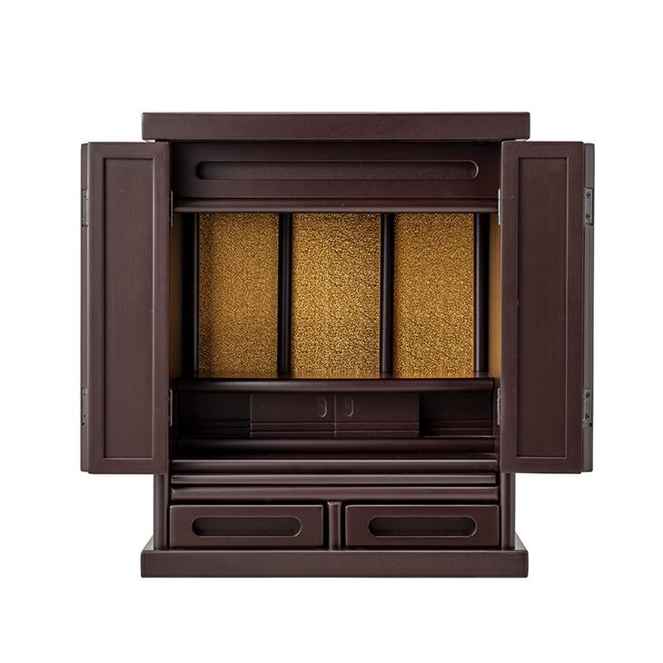 仏壇 コンパクト ミニ モダン 小型 ナチュラル 省スペース 上置型 スライド棚付き 引き出し付き 扉付き 木製 黒檀調 紫檀調 完成品 リビング マンション |  | 14