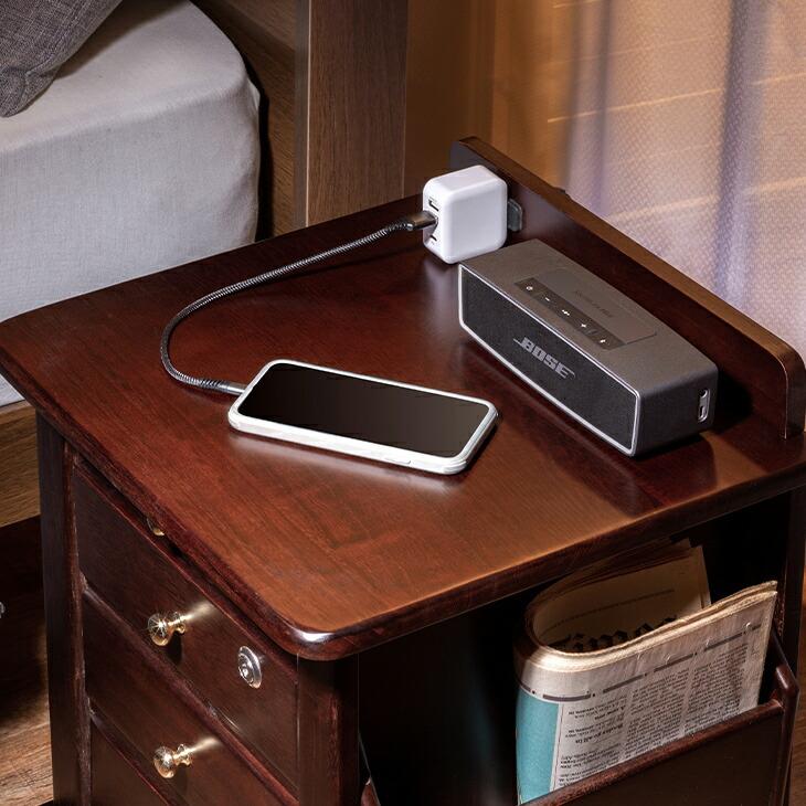 サイドテーブル ベッドサイドテーブル ナイトテーブル ソファサイド サイドチェスト ベッド横 ワゴン 鍵付き 収納ボックス 木製 リビングワゴン コンセント付き |  | 14